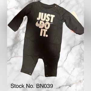 Nike Black Baby Romper with White 'JUST DO IT.' Logo